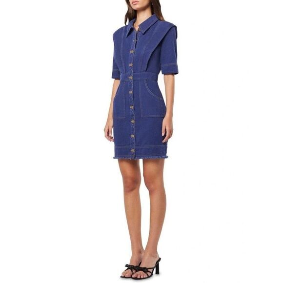 ELLIATT Moulten Demin Mini Dress in Indigo Birthday Brunch Dress size S NWT$290 - Picture 5 of 10